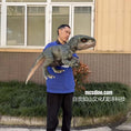 Load image into Gallery viewer, Person holding a dinosaur costume in front of a building