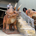 Load image into Gallery viewer, kid riding triceratops Dino ride
