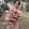Load image into Gallery viewer, MCSDINO Egg and Puppet Lifesize Pink Baby Triceratops Hand Puppet-BB057