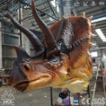 Cargar la imagen en la vista de la galería, MCSDINO Other Dinosaur Series Realistic Moveable Triceratops Head Wall Hanging Decoration-OTD026