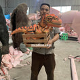 Load image into Gallery viewer, Tiger Strips Raptor In Crate Dino Puppet