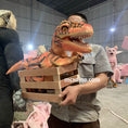 Load image into Gallery viewer, Tiger Strips Raptor In Crate Dino Puppet