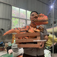 Load image into Gallery viewer, Tiger Strips Raptor In Crate Dino Puppet
