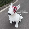 Load image into Gallery viewer, White dog plush toy with red marking on a road
