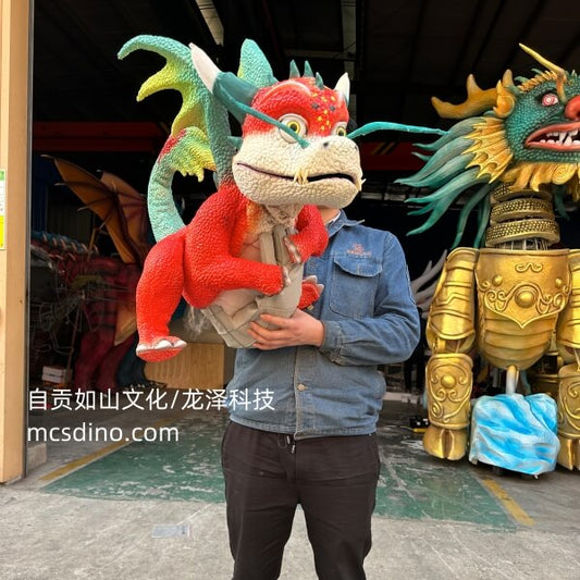 Mignonne marionnette dragon rouge-BB007
