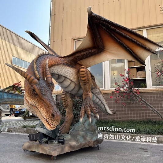 Exposition de dragon de bronze animatronique-DRA014