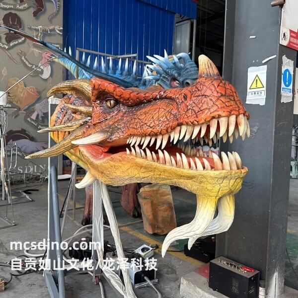 Decoración de pared con cabeza de dragón animatrónica-DRA046