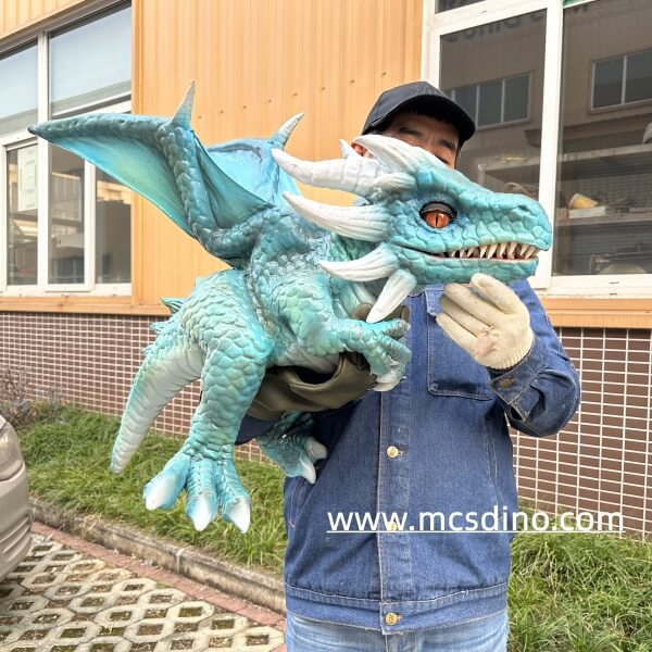 Cyan Dragon Hand Puppet-BB099