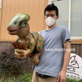 Load image into Gallery viewer,  realistic Parasaurolophus hand puppet
