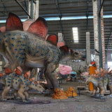 MCSDINO Animatronic Dinosaur Llife-size Adult And Baby Stegosaurus Animatronics Models-MCSS009
