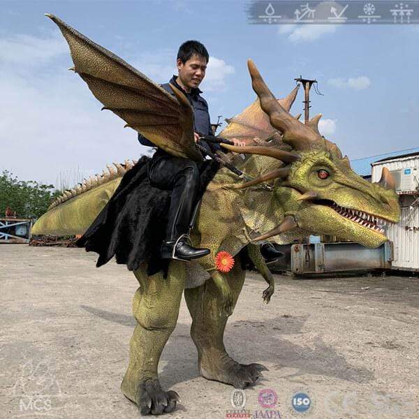 Mounted Warrior Yellow-Green Elemental Dragon Rider Costume-DCDR009