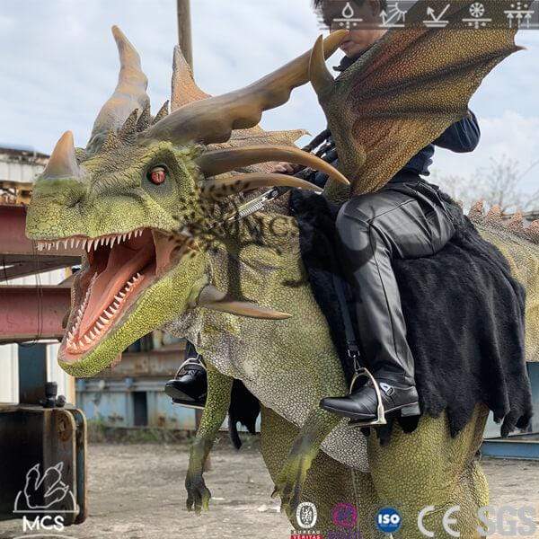 Mounted Warrior Yellow-Green Elemental Dragon Rider Costume-DCDR009
