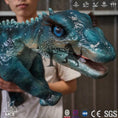 Cargar la imagen en la vista de la galería, MCSDINO Egg and Puppet Adorable Eyelash Blue Diplodocus Baby Puppet-BB041
