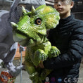 Load image into Gallery viewer, MCSDINO Egg and Puppet Green Baby Triceratops Hand Puppet-BB045

