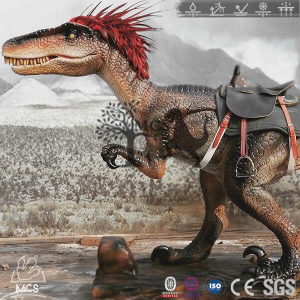 Dinosaur Raptor Rider Raptor With Red Feathered Dinosaur Ride-RD028