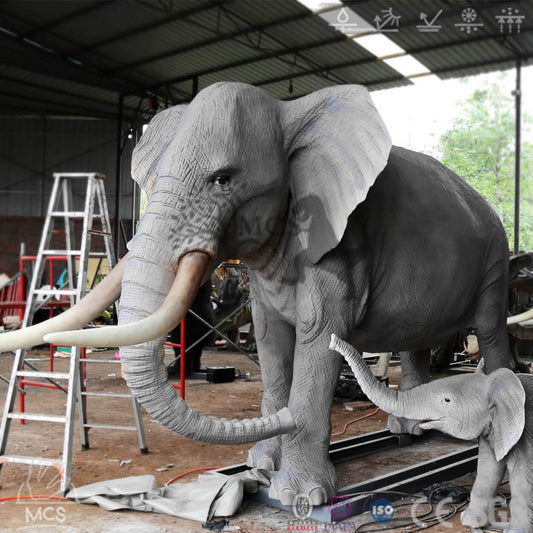 MCSDINO Robotic Animals Moveable African Elephant Model